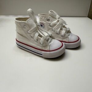 Converse Kids High-Top Sneakers - White with Red and Blue Trim